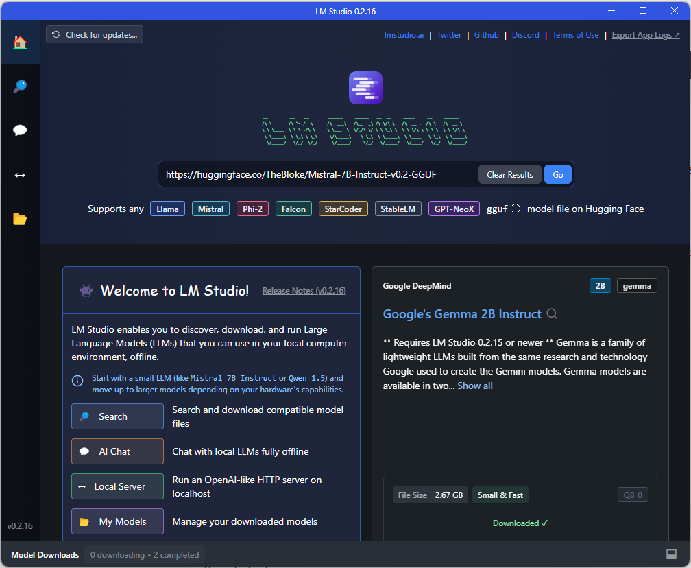 Screenshot of LM Studio Screenshot of LM Studio